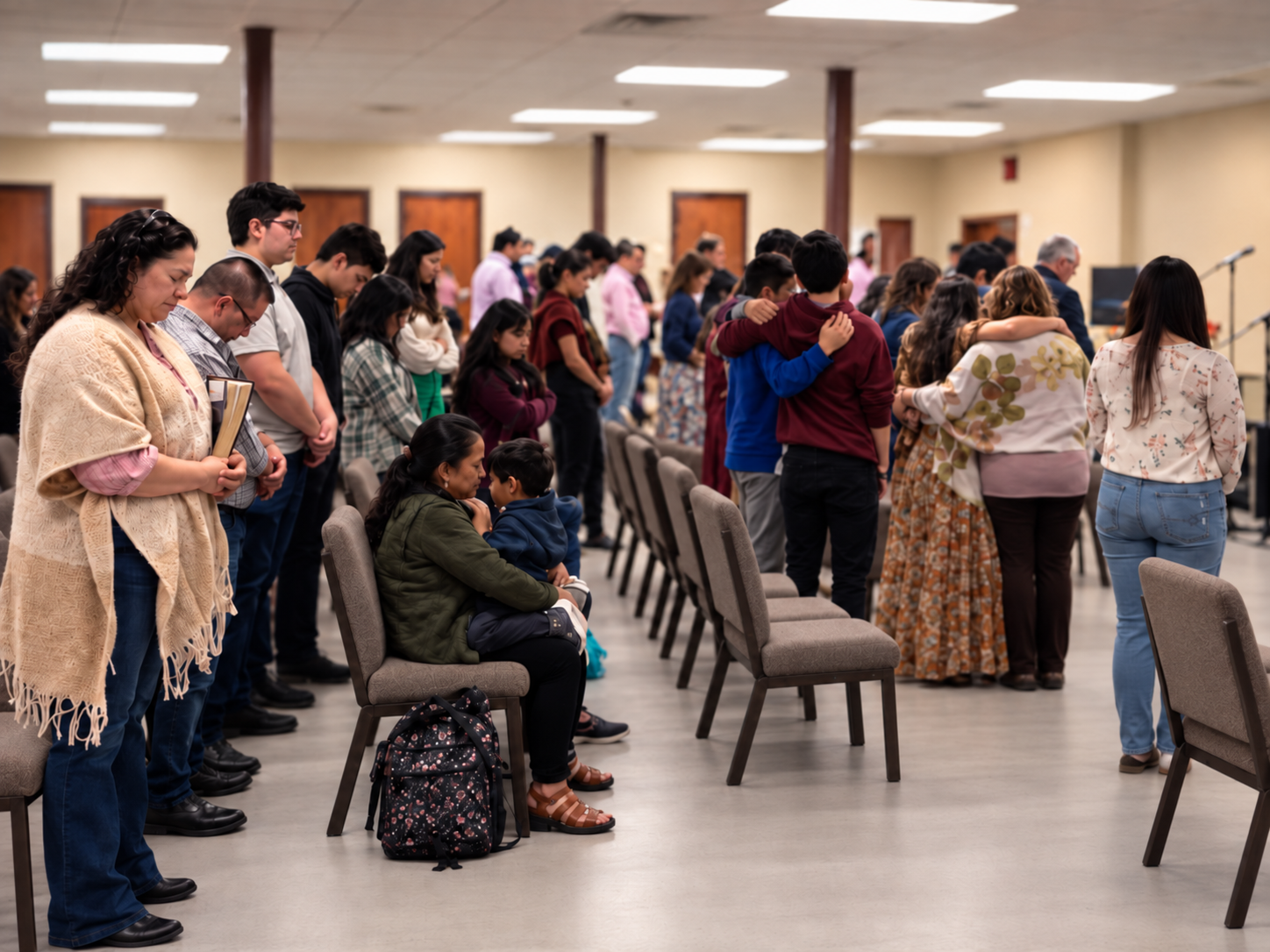 Congregación reunida en oración